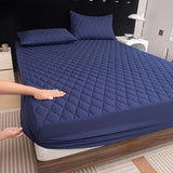 Cotton Quilted Waterproof Mattress Cover - Blue
