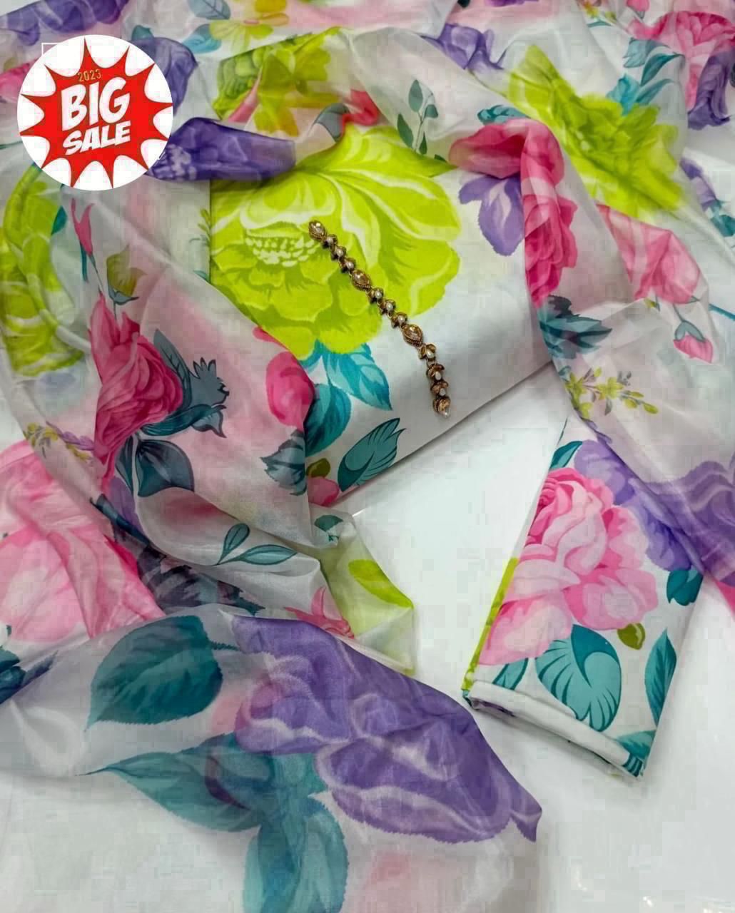 Swiss Lawn Digital Print 3Pc Dress Silk Duppta SW-01